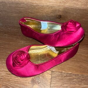 GAP Fuchsia Satin Ballet Flats Rosette toddler